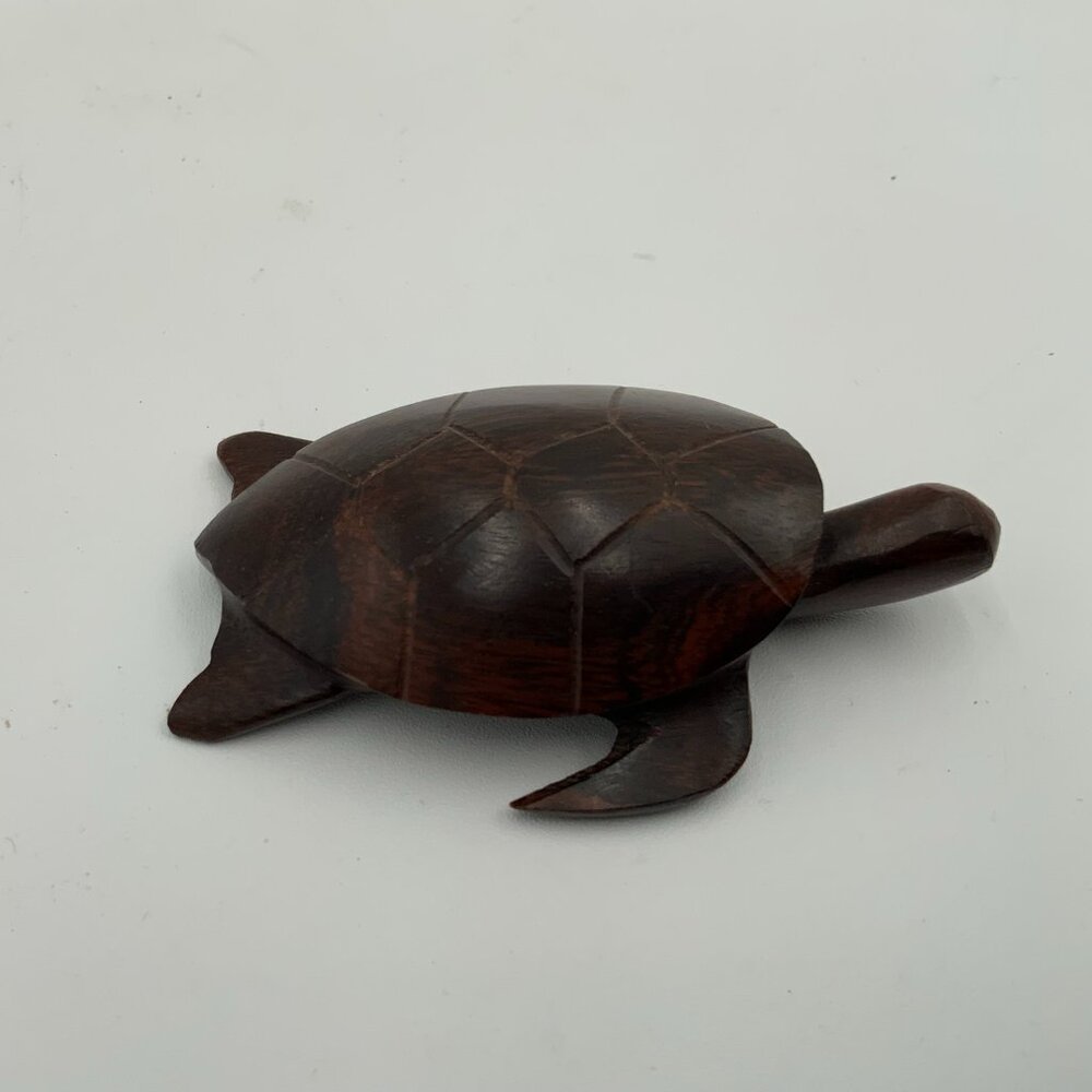 Hand Carved Polished Ironwood Carved Sea Turtle Sculpture 3"
